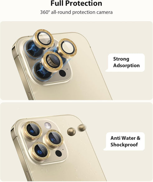 Compatible for iPhone 14 Pro and iPhone 14 Pro Max Camera Lens Protector Bling Glitter 9H Tempered Glass Camera Screen Protector Anti Scratch Came...