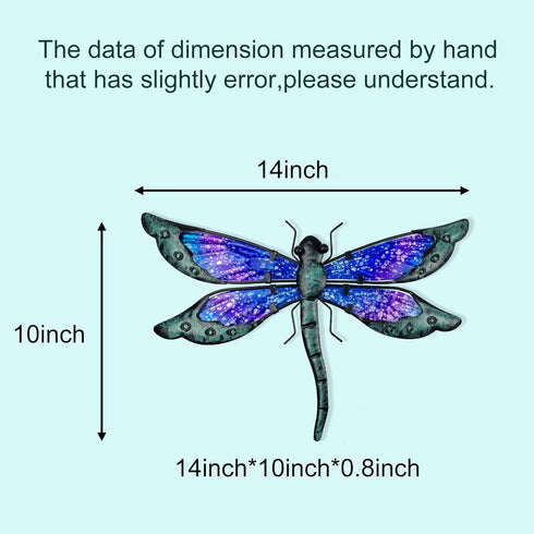 HONGLAND Metal Dragonfly Decor, Dragonfly Outdoor Wall Decor, Metal Wall Art, Dragonfly Ornaments Wall Sculptures Gifts Hanging Decorations for Ga...