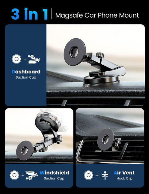 eSamcore Retractable Magnetic Car Mount for iPhone 15/14/13 Pro Max and Magsafe Case, Black...