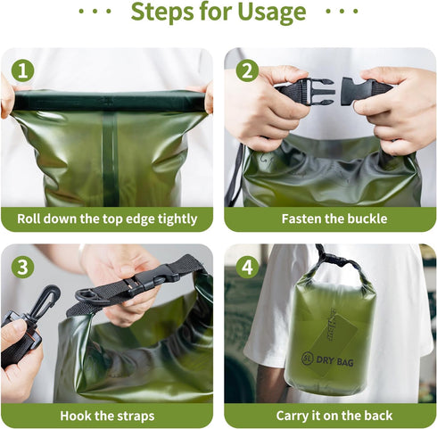 Waterproof Dry Bag - Roll Top Transparent Storage Bag,2L/5L/10L/20L,Suitable for Traveling, Swimming, Kayaking, Camping, Fishing, Rainy Day Trips...