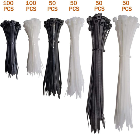 Superun Zip Tie Kit - 400 Pack Zip Ties Assorted Sizes 4 Inch, 6 Inch, 8 Inch Mix Pack in Black & White Wire Ties assortment…...