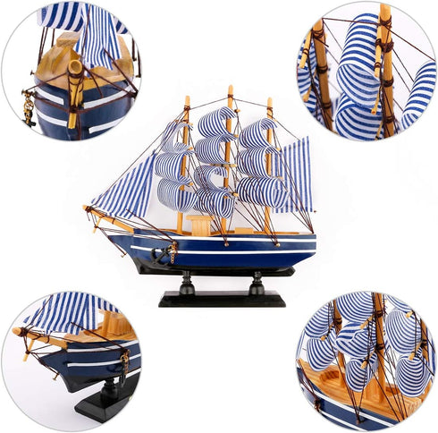 Dedoot Sailboat Model Decor, Wooden Sailing Boat Nautical Decor 7"x8" Model Ship for Ocean Theme Party and Room Decoration, Photo Props...