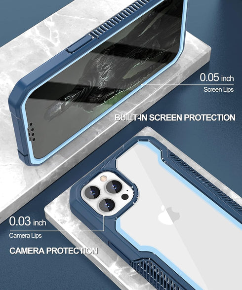 ANSHOW for iPhone 12/12 Pro Case, 360 Full Body Rugged Case with Built-in Screen Protector, Hard PC Clear Back with Soft Silicone Bumper, Wireless...