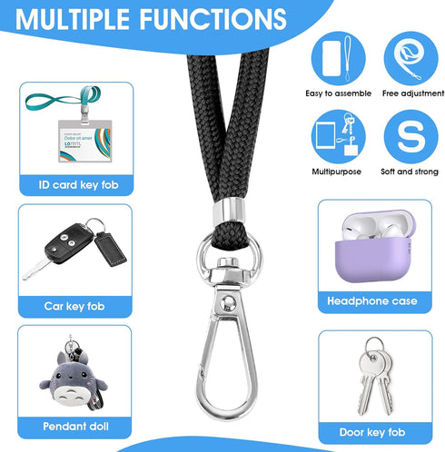 simarro Universal Cell Phone Lanyard, 2 Phone Chains with 4 Transparent Replacement Mobile Phone Straps Adjustable Nylon Neck Strap for All Smartp...