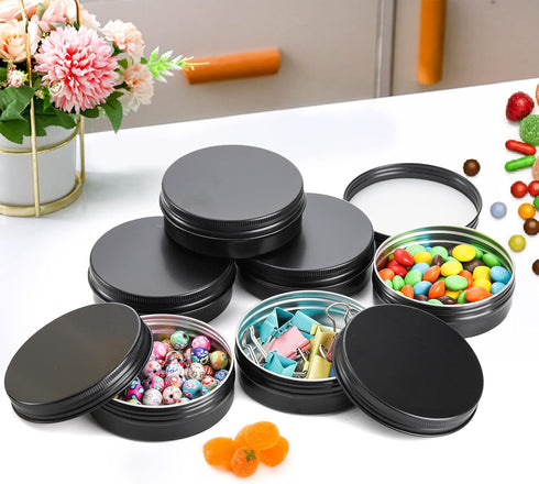 Foraineam 24 Pack 4 oz Screw Lid Round Tins Aluminum Empty Tins Metal Storage Tin Jars Spice Containers Travel Tin Cans...