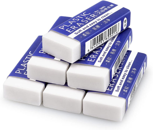 Tamaki 6 Pack Pencil Erasers, Large White Erasers for School Office, Art Erasers for Drawing...