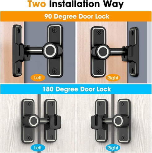 Sliding Barn Door Lock Hardware, 90 Degree Locks for Barn Doors, Flip Gate Latches for Barn, Garden, Bathroom, Outdoor, Garage, Window (Luminous B...