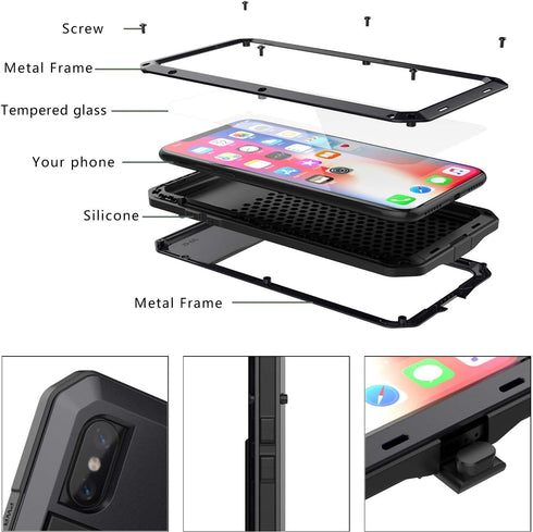 Marrkey for iPhone Xs Max Case,360 Full Body Protective Cover Heavy Duty Shockproof Tough Armour Aluminum Alloy Metal Case with Silicone Built-in ...