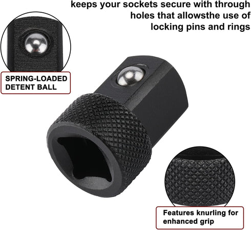 CASOMAN 4PCS Low Profile Impact Socket Adapter Set, CR-MO, 1/4"F to 3/8"M, 3/8"F to 1/2"M, 1/2"F to 3/4"M, 3/4"F to 1"M, Designed for impact use...