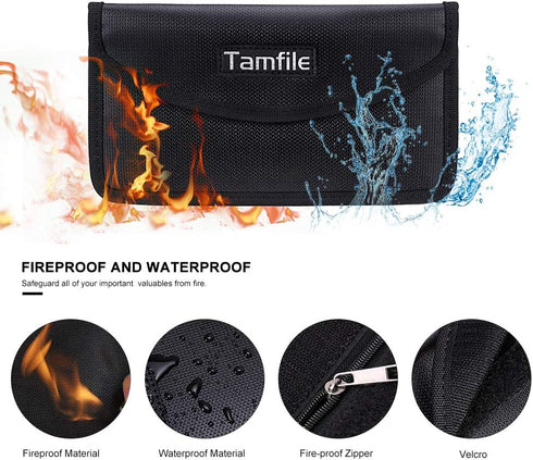 Fireproof Faraday Bag with Zipper Anti-Tracking EMF GPS RFID Car Key Signal Blocker Wallet Shielding Pouch Protective Case for Cell Phone Privacy ...