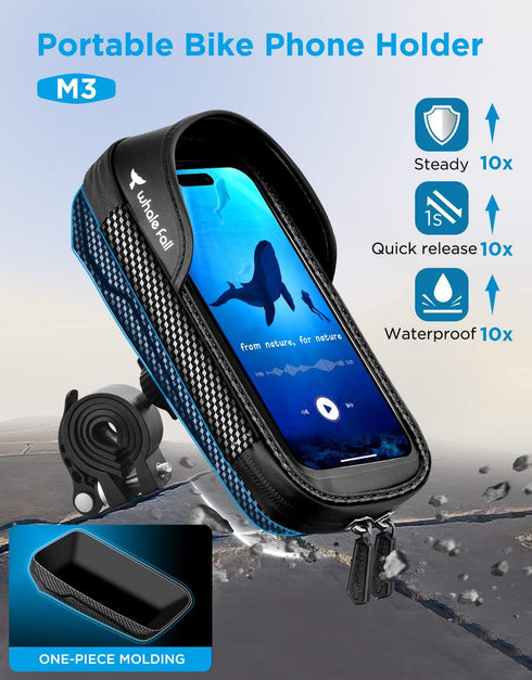 whale fall 360°Rotatable Bike Phone Holder Waterproof, Newest Bike Phone Mount Bike ?Handlebar Bag Bike Accessories Motorcycle Electric Bike Cell ...