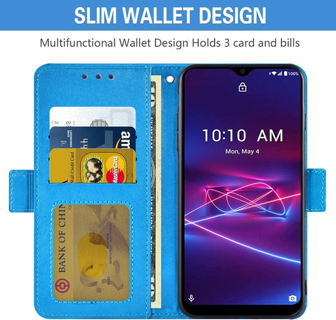 Asuwish Compatible with Coolpad Legacy Brisa Wallet Case Tempered Glass Screen Protector Credit Card Holder Flip Wrist Strap Stand Cell Phone Cove...