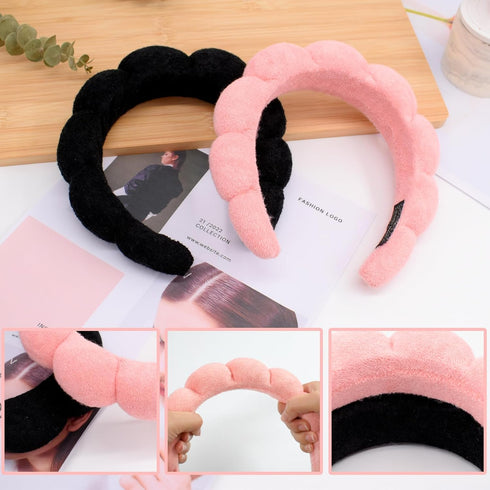 BEGOOD Spa Headbands for Washing Face Bubble Skincare Headbands for Women Sponge Makeup Headband Terry Towel Cloth Puffy Hair Band Hair Accessorie...