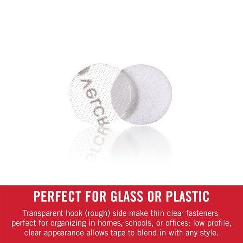 VELCRO Brand - Thin Clear Fasteners | General Purpose/ Low Profile | Perfect for Home, Classroom or Office | 5/8" Dots Circles, 15 Count - Clear...