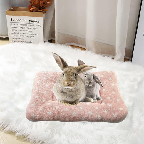 MANSHU Small Animal Plush Bed, Bunny Bed, for Bunny, Squirrel, Hedgehog, Pink and Gray 2Pcs....