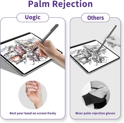 Uogic Pen for Microsoft Surface, 4096 Pressure Sensitivity Palm Rejection Stylus, Compatible with Surface Pro 10/9/8/7/6/5/4/3/X,Surface Go 3/2/1,...