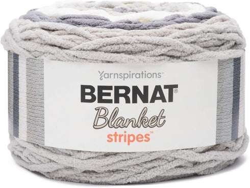 Bernat Blanket Stripes Yarn, 10.5 oz, Gauge 6 Super Bulky Chunky, Gray Matters...