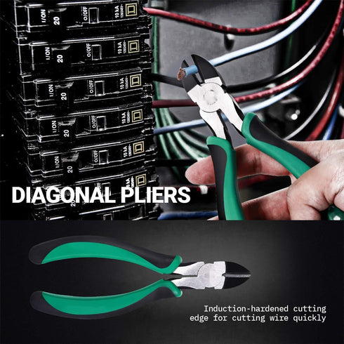 Pliers Set, 5 pc Pliers with Case, Long Nose Pliers, Tongue and Groove Pliers, Slip Joint Pliers, Diagonal Pliers, Linesman Pliers, Pliers Tools S...