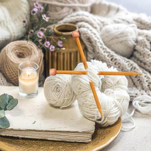 10 mm Bamboo Knitting Needle Straight Single Pointed 10 Inch Long Wooden Knitting Needles Wooden Sweater Thick Knitting Needles for Beginners, Soc...