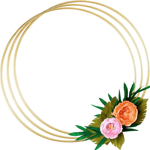 3 Pack 14 Inch Large Metal Floral Hoop Wreath Macrame Gold Hoop Rings for Making Wedding Wreath Decor and DIY Dream Catcher Wall Hanging Crafts...