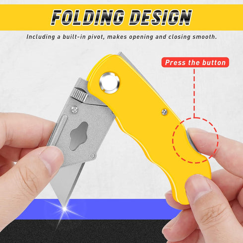 JETMORE 4 Pack Folding Utility Knife with Extra 10Pcs Blades, Box Cutters for Home, Office, Warehouse, Durable Razor Knife, Box Knife, Box Opener,...