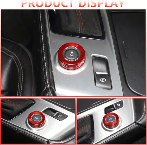 Gear Shift Knob Ring Cover Trim Compatible with Corvette C7 Stingray 2014-2019 Aluminum Alloy 1PCS Central Console Drive Mode Knob Ring Cover Trim...