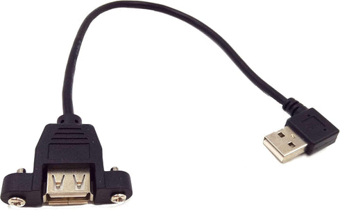 USB Extension Cable, Qaoquda 1ft 90 Degree Right Angle USB 2.0 Type A Male to Type A Female Panel-Mount with Screws Cable(USB M/F)...