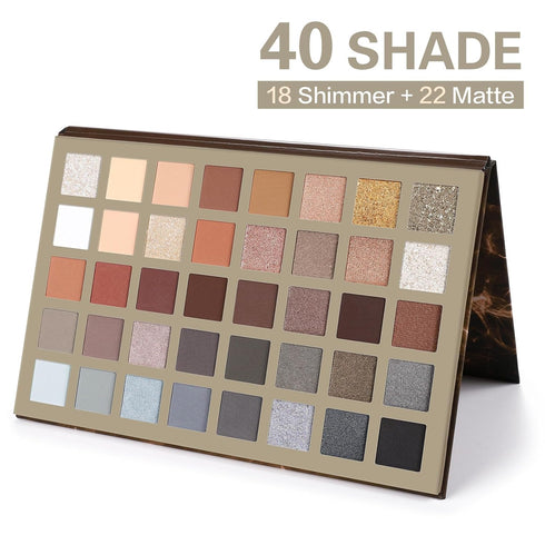 UCANBE Nude Eyeshadow Palette + 15 PCS Makeup Brushes Set, 40 Color Matte Shimmer Glitter Eye Shadow, Neutral Black Dark Grey Smoky Make Up Pallet...
