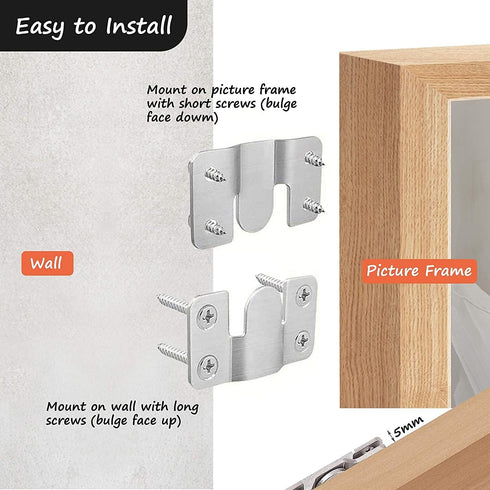 Flush Mount Bracket, Headboard Wall Mounting Brackets-56 x 30mm Interlocking Hanging Bracket, Mounting Hardware for Picture Hanging and Sectional ...