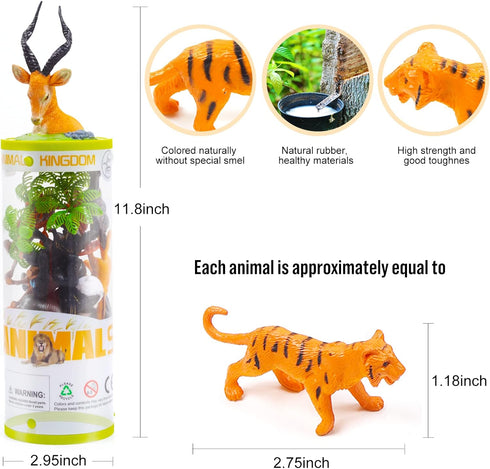 Mini Wild Animals 15-Pcs Figure Set | Realistic Sensory Tube Playset for Toddlers 3-5, Party Favors...