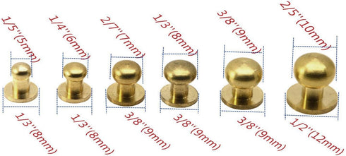 Happy E-life 24 Pcs Head Button Brass Stud Screwback Screw Back Spots DIY for Purse Handbag(5/6/7/8/9/10mm)...