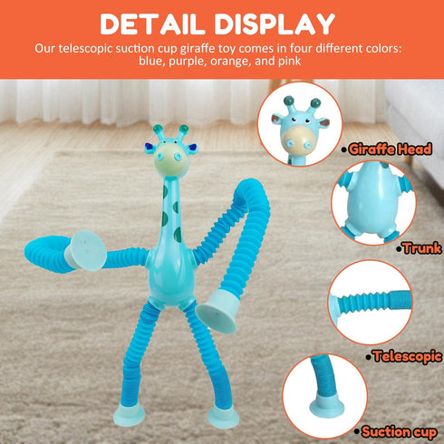 Telescopic Suction Cup Giraffe Toy, Funny Pop Tube Giraffe Toys for Toddlers,Telescopic Sensory Toys, Autism Sensory Toy for Kid Boys Year Old Age...