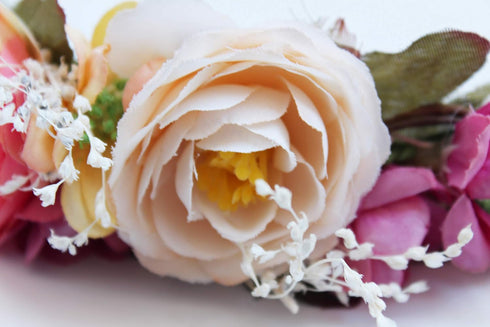 Vivivalue Floral Halo Boho Flower Headband Floral Crown Headpiece Hair Wreath with Ribbon Wedding Party Prom Photos Festival...