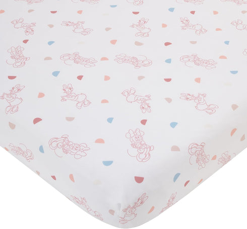 Disney Minnie Mouse White, Light Blue, and Peach with Daisy Duck Super Soft Nursery Fitted Crib Sheet...
