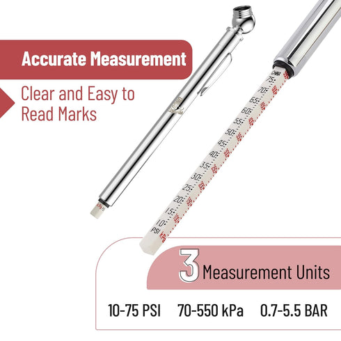 UNCO- Pencil Tire Pressure Gauge, 4 Pack, Tire Gauges for Tire Pressure, Tire Gauge, Air Pressure Gauge for Tires, Air Gauge Tire Pressure, Car Ti...