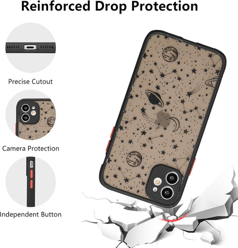ZTOFERA Compatible with iPhone 11 Case for Star Pattern Translucent Frosted PC Back 3D Girls Woman Boys Cover Shockproof Protective Slim Phone Cov...