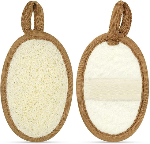 2 Pack Exfoliating Loofah Sponge Pads Natural Loofah Sponge Body Scrubber for Shower Bath Shower Loofah Sponge for Face and Body Luffa Sponge for ...