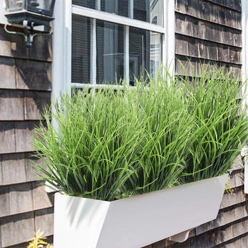 DVGUN Artificial 4 Count Pack of 4 - Artificial Plastic Outdoor UV Resistant Faux Garden Resistant Wheat Grass Greenery for House Plants Bushes Sh...