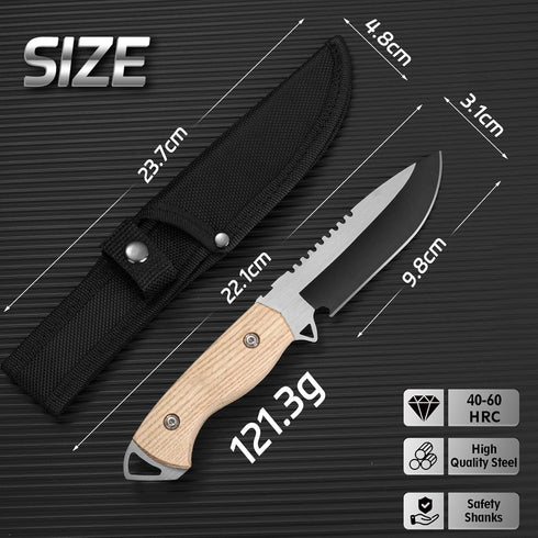 1PC outdoor multifunctional cutting knife, EDC convenient straight knife, fixed blade, multi-purpose camping and hiking survival knife...