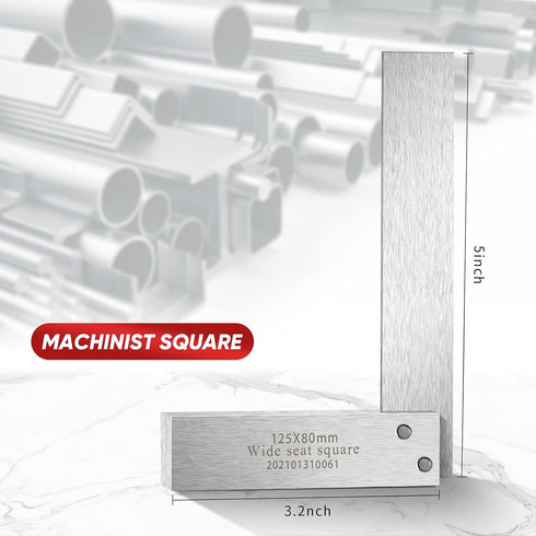 Engineer Square Machinist Square Set Mechanical Steel High Precision Square Woodworking Wide Base Square Tool Wide Sitting Angle Square L-Type Mea...