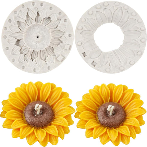 Large Sunflower Silicone Molds 3D Flower Fondant Molds for Cake Decorating Cupcake Topper Candy Chocolate Flower Soap Wax Candle Polymer Clay Gum ...