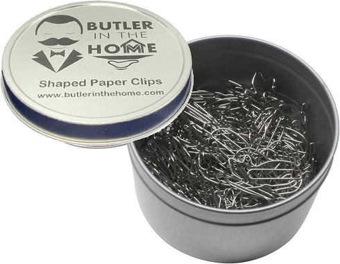 Animal Cat Shaped Paper Clips in Silver Tin and Gift Box Great for Paper Clip Collectors or Animal Lovers (Silver 100 Count)...