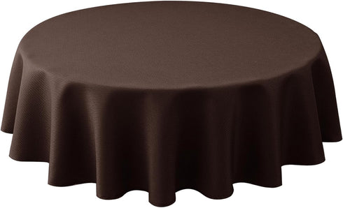 Biscaynebay Textured Fabric Tablecloths Round 60", Brown Water Resistant Table Cloth Small Circle Folding Table Covers for Dining, Kitchen, Weddin...