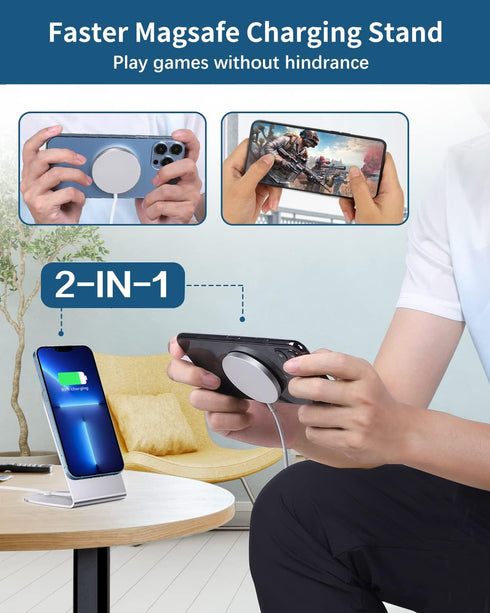 Magnetic Wireless Charger Mag-Safe Charger for iPhone 15/14/13/12 Series Convertible Magnet Wireless Charging Stand/Pad with 20W Adapter 5ft Cable...