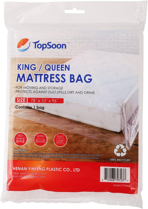 TopSoon Mattress Bag for Storage Mattress Disposal Bag King/Queen Size Clear...