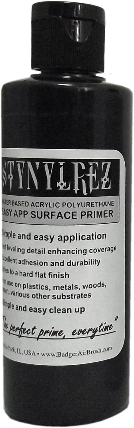 Badger Air-Brush SNR-403 Stynylrez Water Based Acrylic Polyurethane Surface Primer, 4-Ounce, Black...