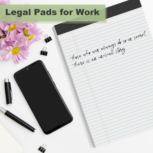 Legal Pads 8.5 x 11 inch Notepad, 2 Pack White Note Pads 8.5'' x 11'' for Work, Double-Side Printed Lined Paper Pads College Ruled White Notepads ...