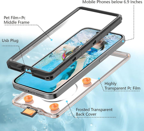 Waterproof Phone Case,Universal Underwater Pouch Dry Bag Beach Travel Essentials Snorkeling Case Compatible for iPhone 15 14 13 12 11/SamsungS24/L...