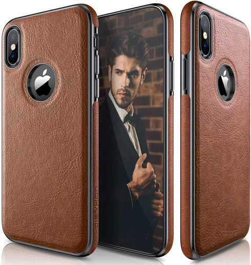 LOHASIC for iPhone Xs Case, for iPhone X Case Slim Thin Premium Leather Luxury PU Anti-Slip Grip Protective Cover for iPhone X XS New (2018) - Bro...