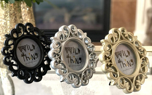 Azi 3 Small Vintage Style Baroque Ornate Oval Picture Frame 6.5” x 5.75” Picture Frames Fit Picture 3.25 by 2.75 in Gold, Black & Silver for Wall ...